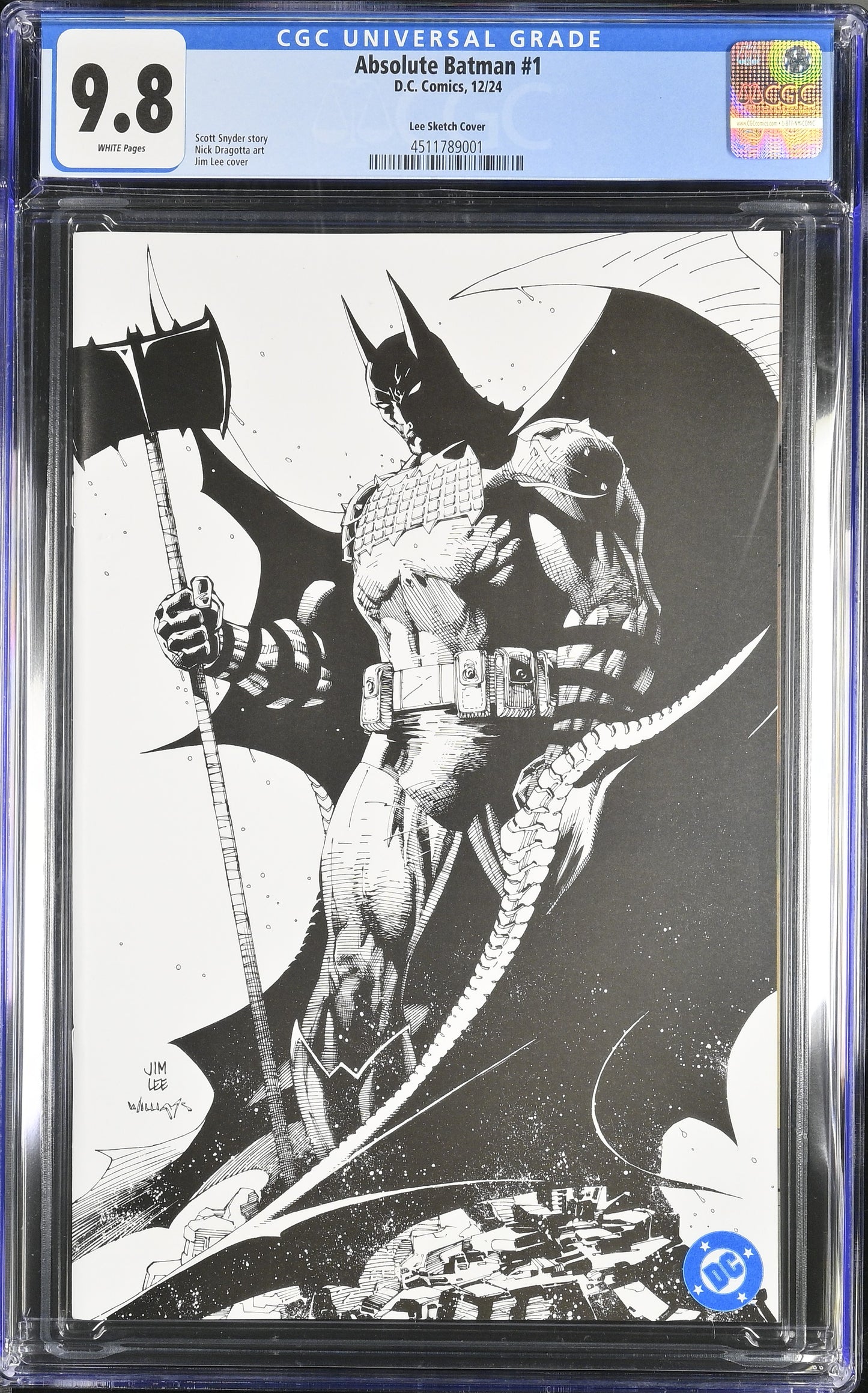 Absolute Batman #1 CGC 9.8 - Jim Lee Incentive B&W Variant (1:100)
