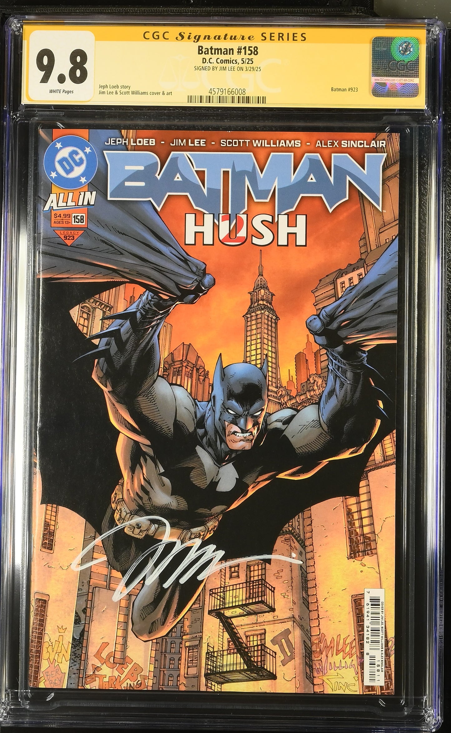 Batman #158 CGC 9.8 Signed Jim Lee Cover A Jim Lee & Scott Williams