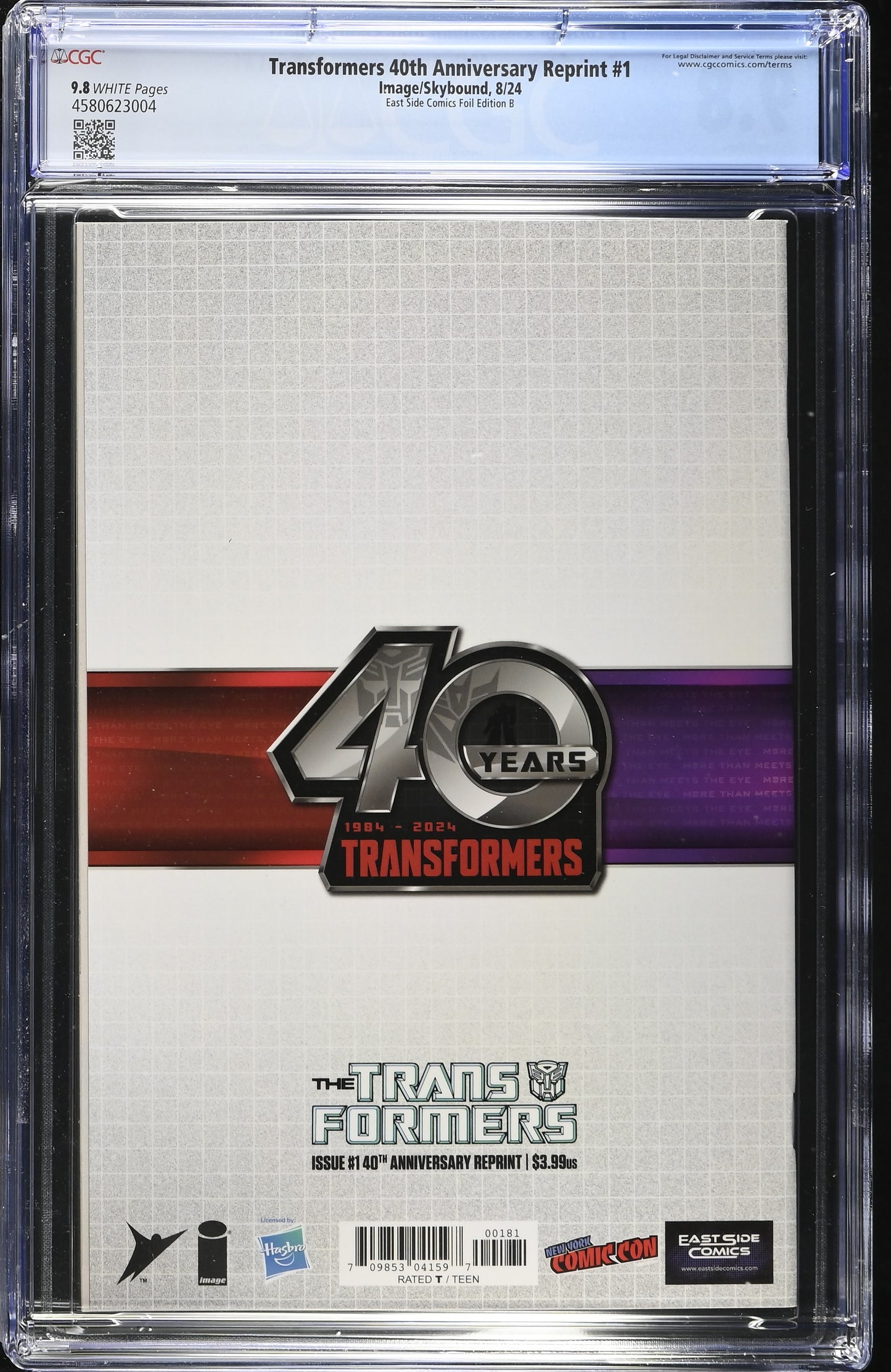 Transformers 40th Anniversary Edition #1 CGC 9.8 John Giang - 2024 NYCC - East Side Comics - Megatron Foil