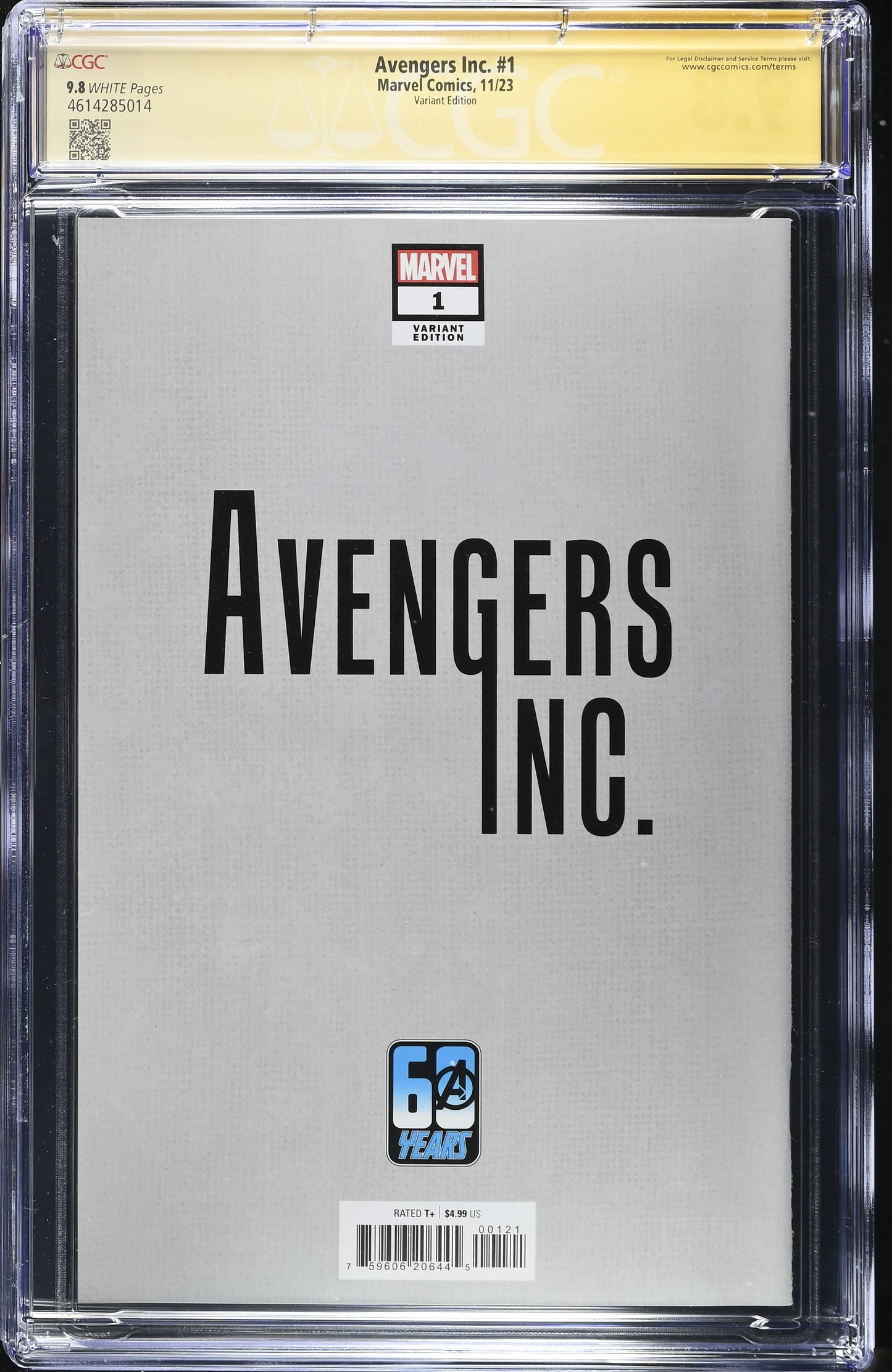 Avengers Inc. 1 CGC 9.8 Signed Alex Ross Connecting Avengers Variant Part C