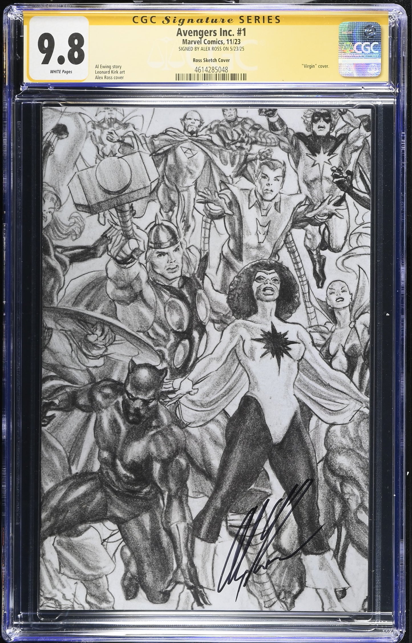 Avengers Inc. 1 CGC 9.8 signed Alex Ross Alex Ross Full Art Sketch Connecting Avengers Variant Part C