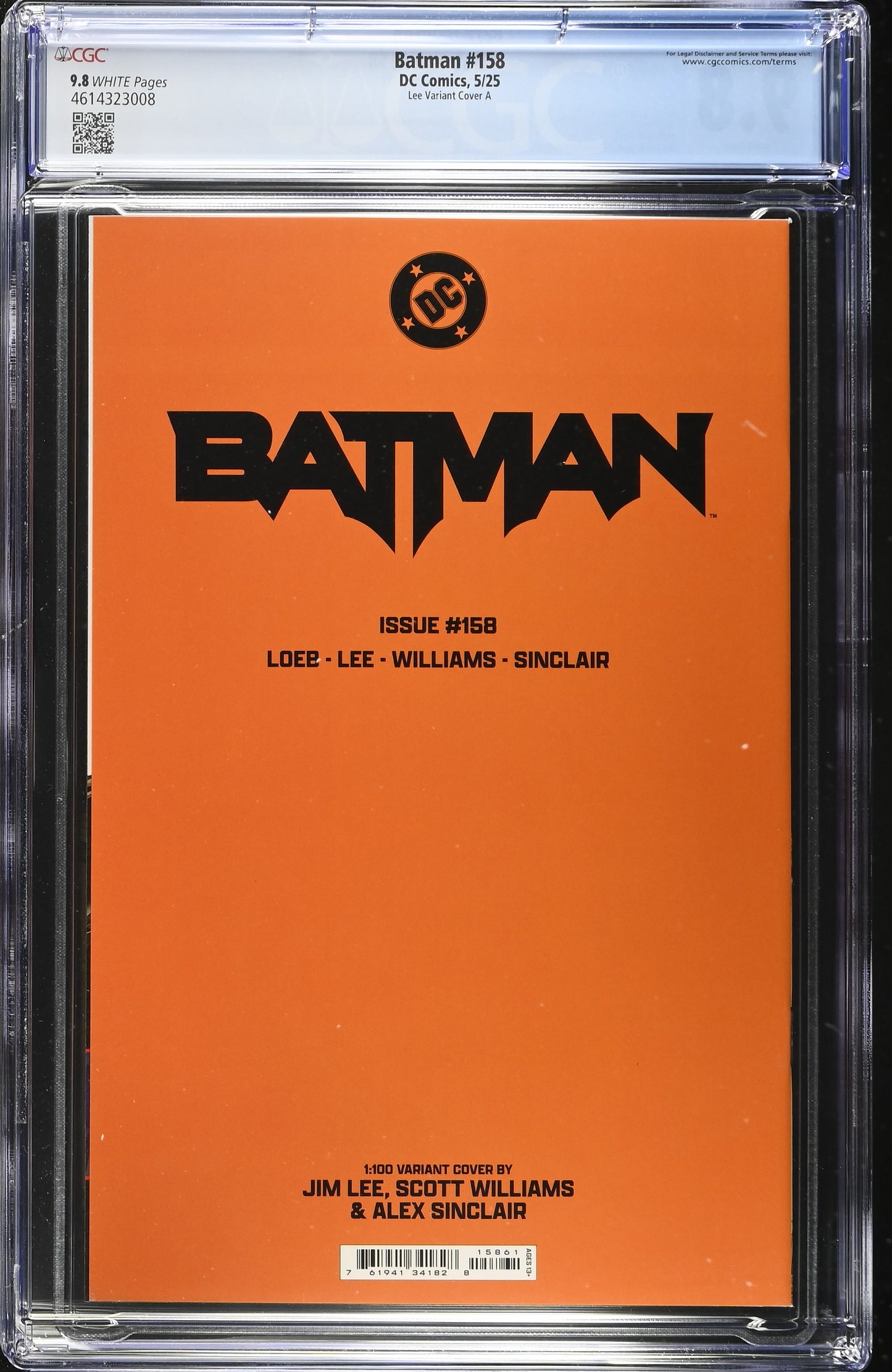 Batman #158 CGC 9.8 Cover I Jim Lee & Scott Williams Foil Variant