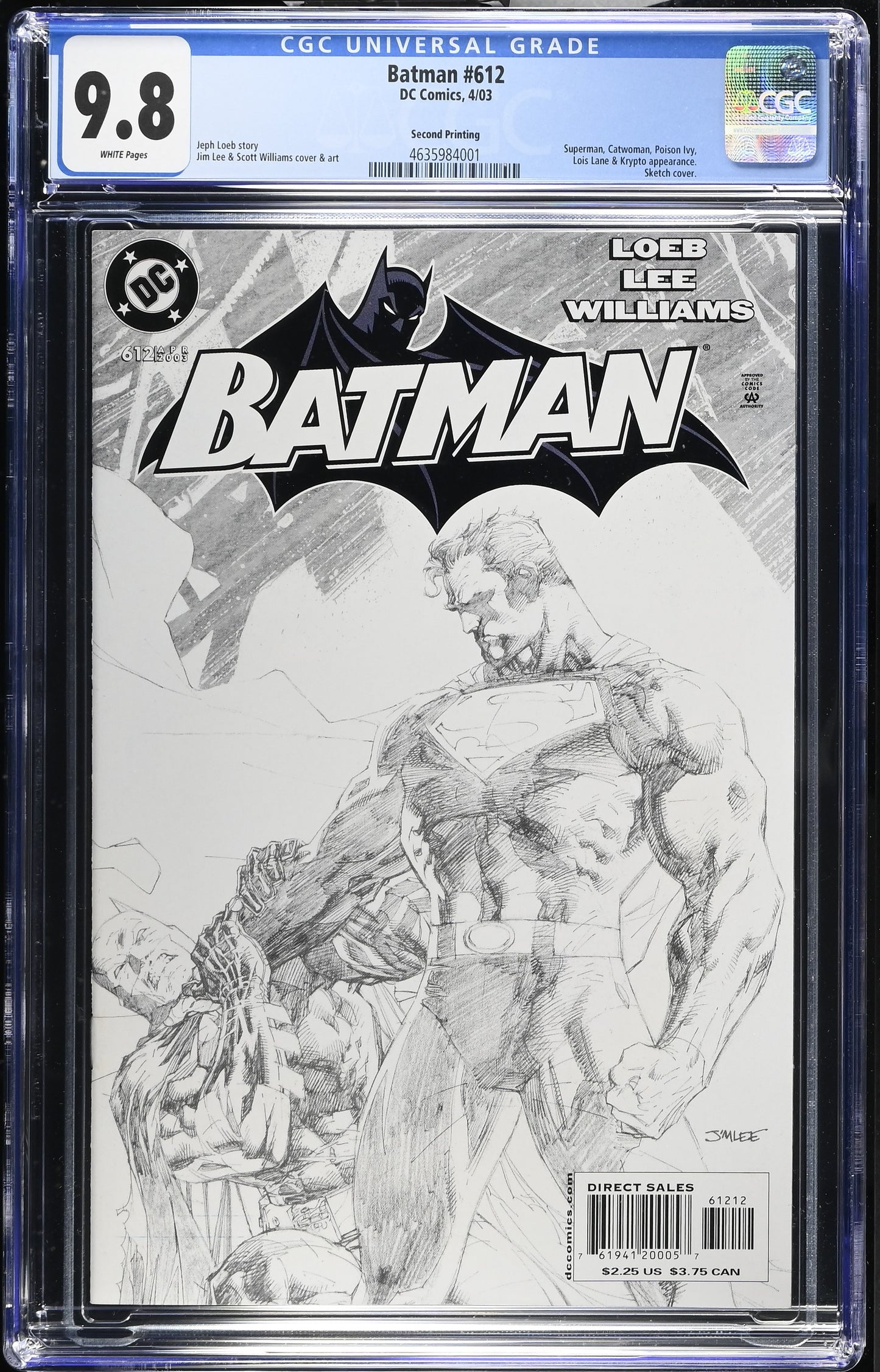 Batman #612 CGC 9.8 Jim Lee Sketch Cover