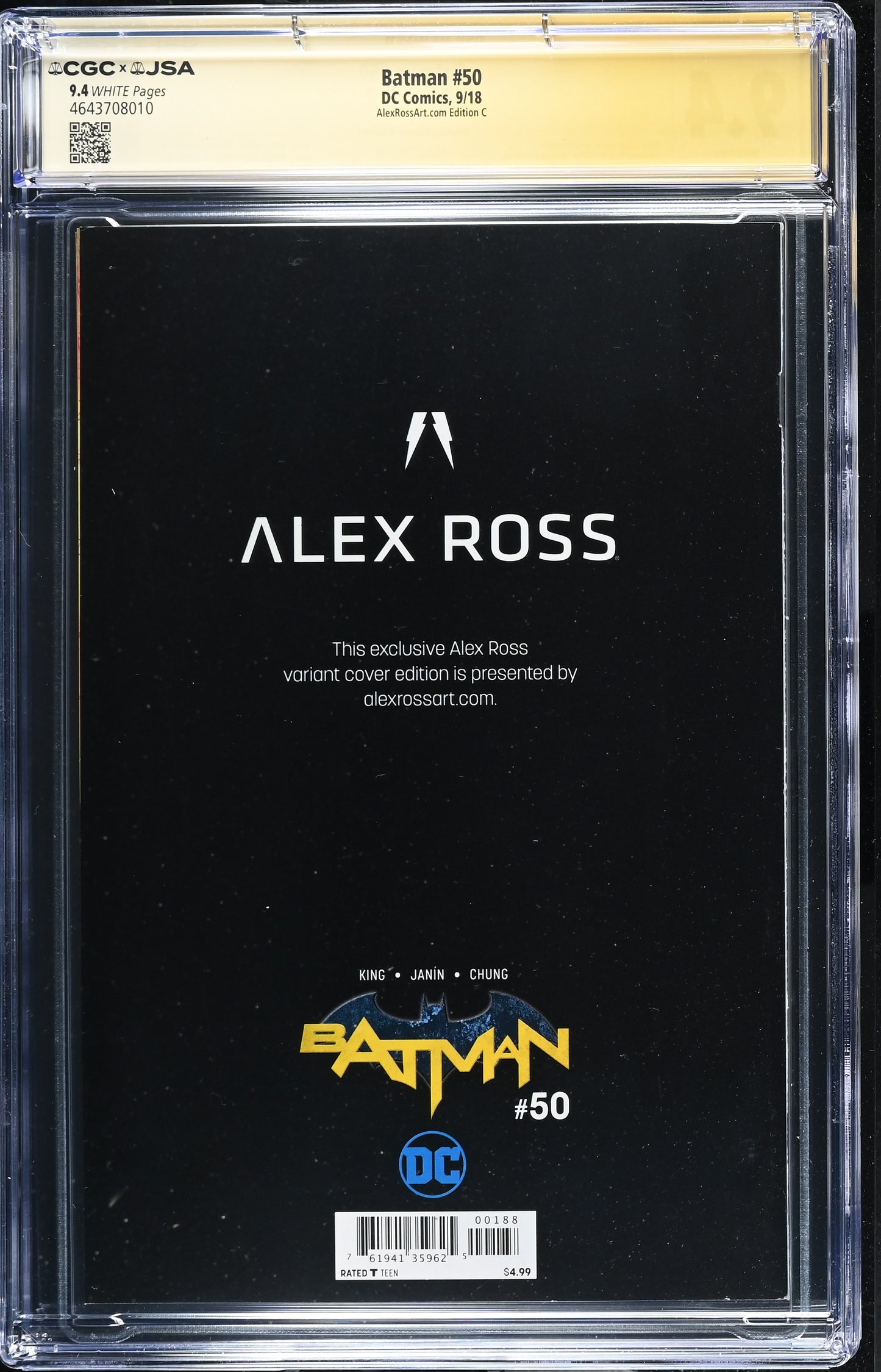 Batman #50 CGC 9.8 Signed Alex Ross Cover C