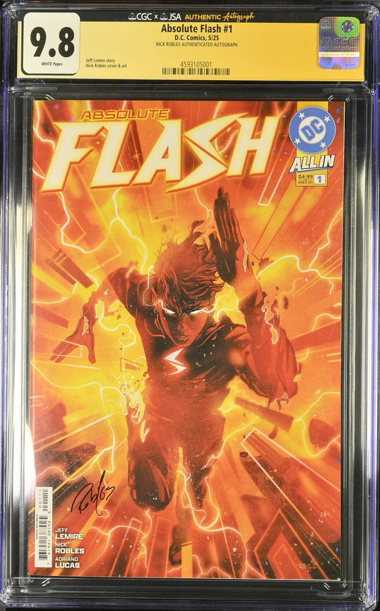 Absolute Flash #1 CGC 9.8 Nick Robles cover signed by Nick Robles