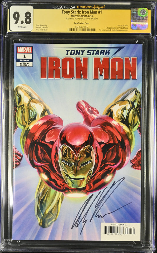 Tony Stark Iron Man #1 CGC 9.8 Ross Variant Cover signed by Alex Ross