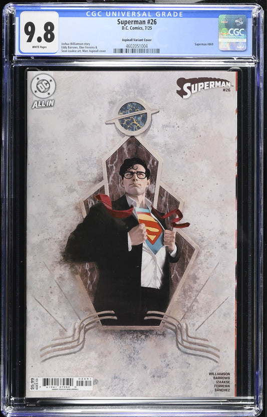 Superman #26 CGC 9.8 Marc Aspinall Card Stock Variant