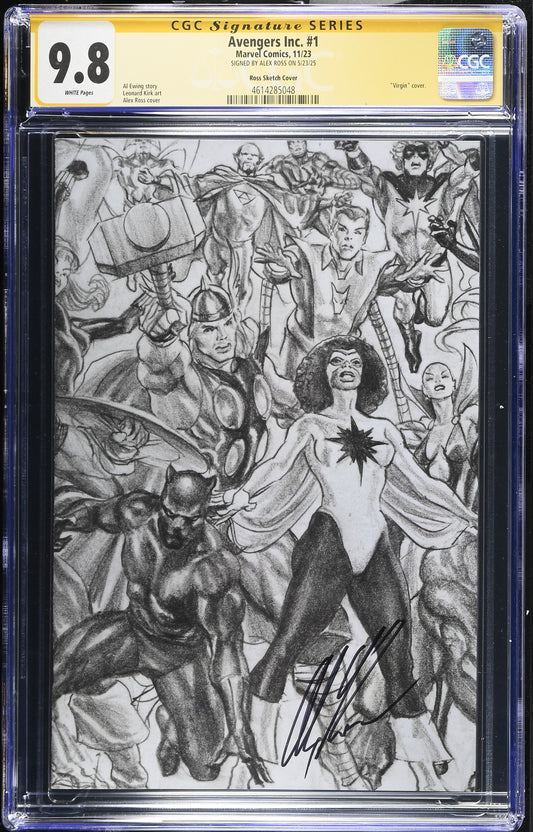 Avengers Inc. 1 CGC 9.8 signed Alex Ross Alex Ross Full Art Sketch Connecting Avengers Variant Part C