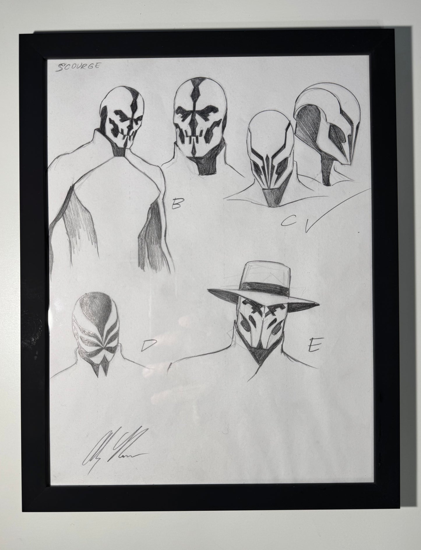 Alex Ross Pencil Sketch Drawing of Scourge.  Signed by Alex Ross